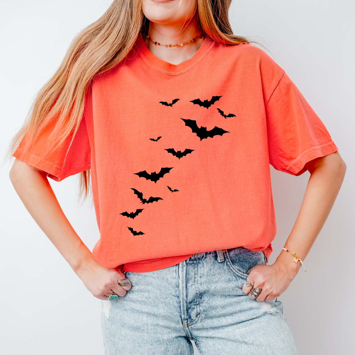 Flying Bats Halloween Graphic Tee | Spooky Minimalist Unisex T-Shirt