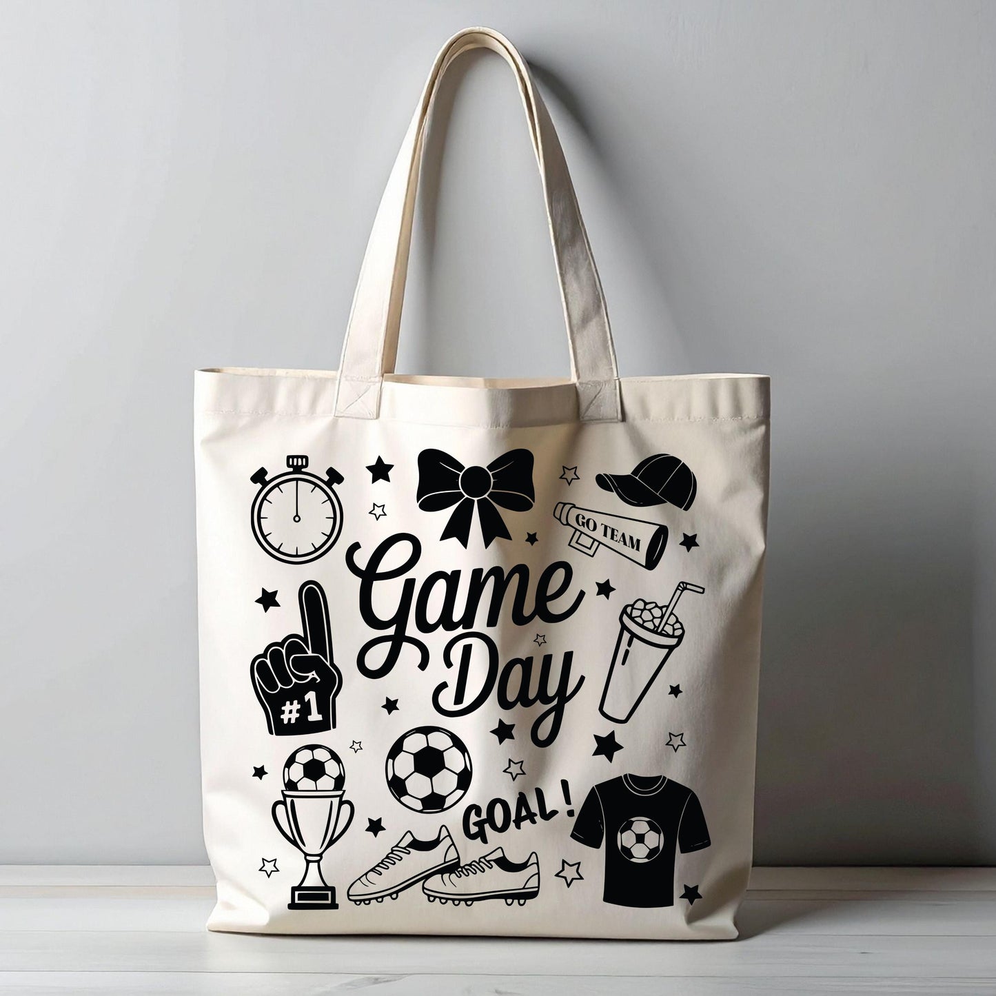 Game Day Canvas Tote Bag, Sports Mom Stadium Bag, Soccer Fan Essentials