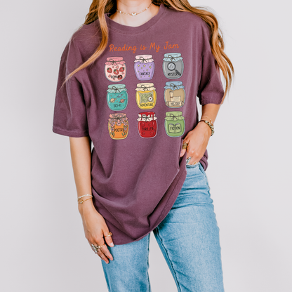 Reading Is My Jam Shirt | Comfort Colors Book Lover Tee | Bookish Graphic Shirt | Reader Gift | Book Club Shirt | Bookworm Tee