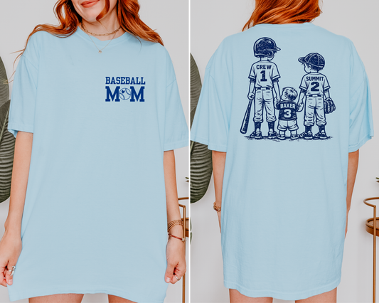Custom Baseball Mom Shirt • Vintage Jersey Back Tee with Name & Number