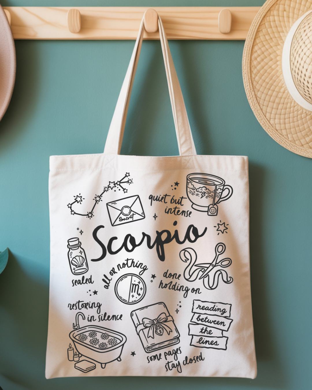 Zodiac Sign Tote Bag | Celestial Astrology Book Bag | Personalized Birth Sign Gift