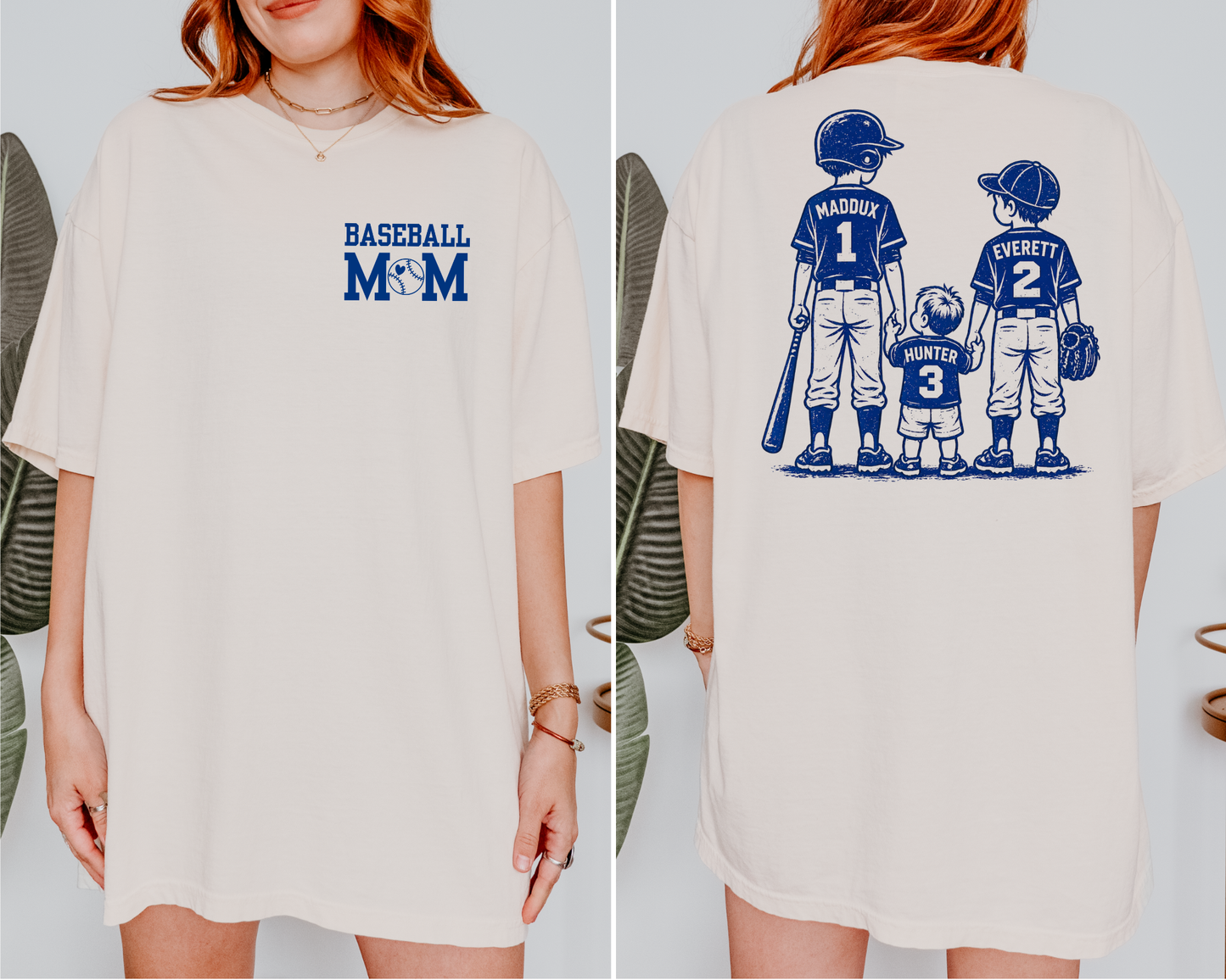 Custom Baseball Mom Shirt • Vintage Jersey Back Tee with Name & Number