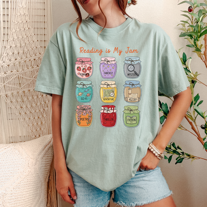 Reading Is My Jam Shirt | Comfort Colors Book Lover Tee | Bookish Graphic Shirt | Reader Gift | Book Club Shirt | Bookworm Tee