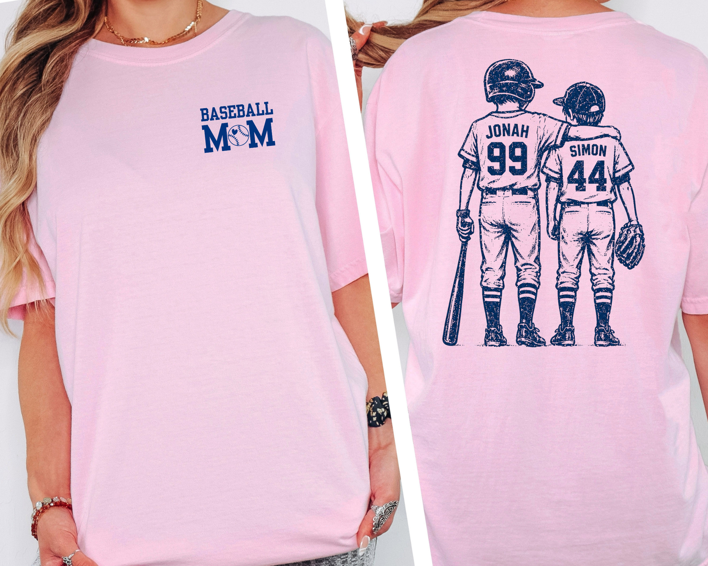 Custom Baseball Mom Shirt • Vintage Jersey Back Tee with Name & Number