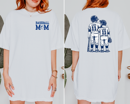 Custom Baseball Mom Shirt • Vintage Jersey Back Tee with Name & Number
