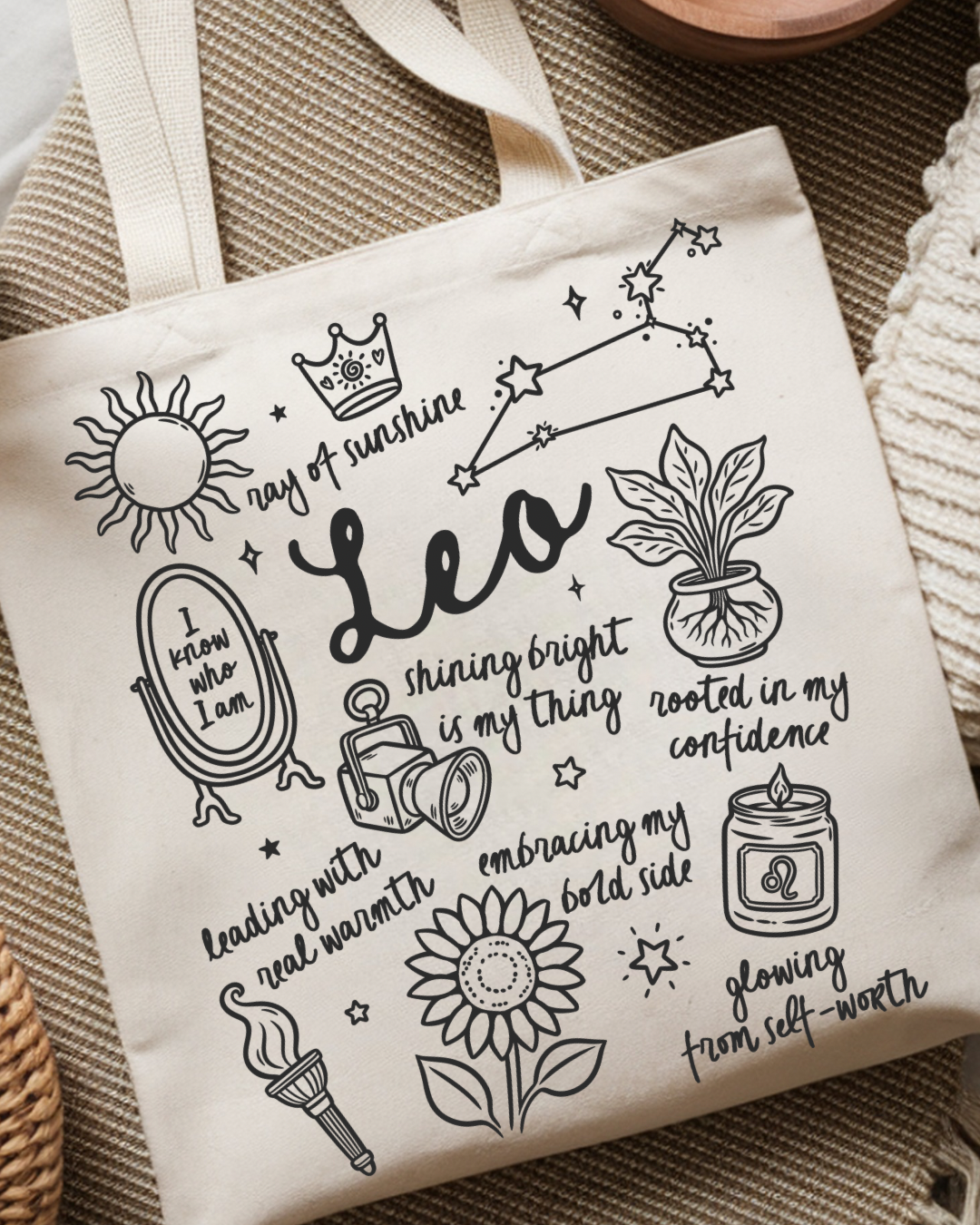Zodiac Sign Tote Bag | Celestial Astrology Book Bag | Personalized Birth Sign Gift