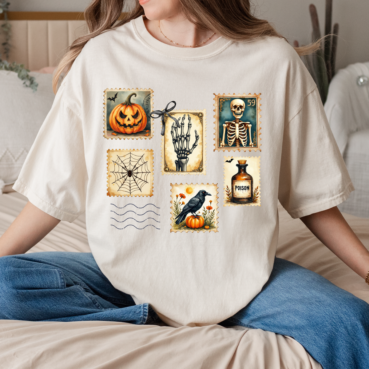 Vintage Halloween Postage Stamp Crewneck | Spooky Season Sweatshirt