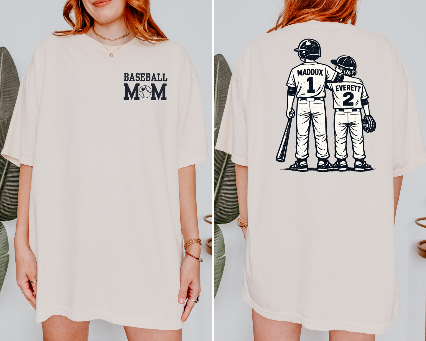 Custom Baseball Mom Shirt • Vintage Jersey Back Tee with Name & Number