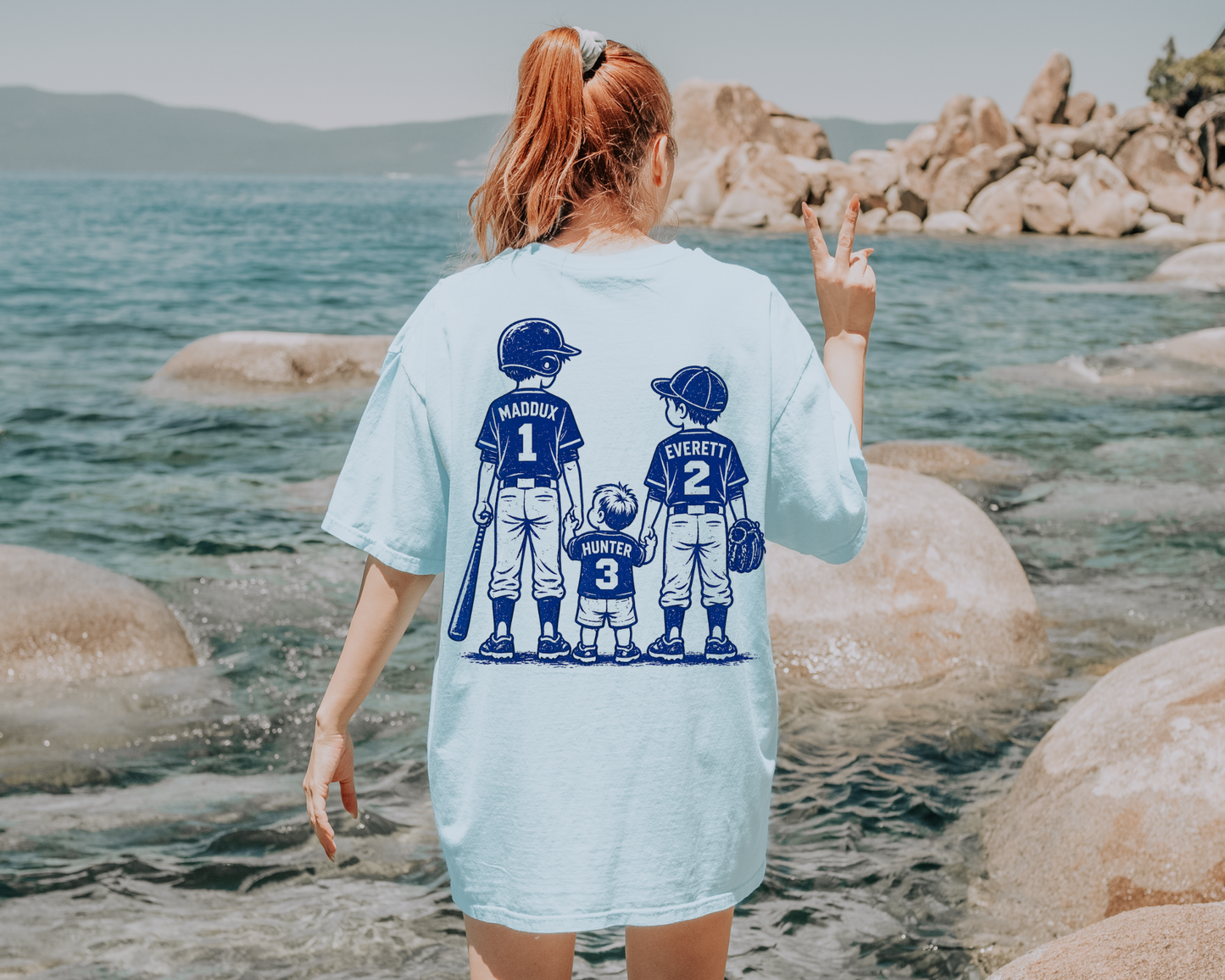 Custom Baseball Mom Shirt • Vintage Jersey Back Tee with Name & Number