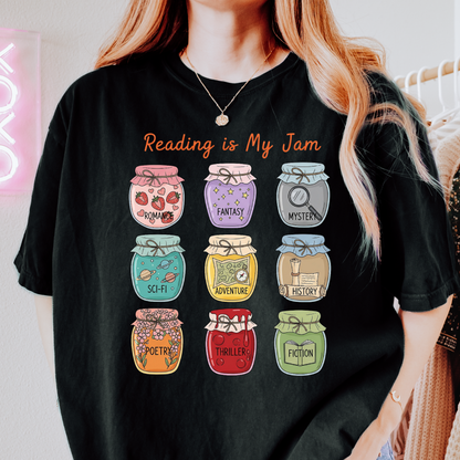 Reading Is My Jam Shirt | Comfort Colors Book Lover Tee | Bookish Graphic Shirt | Reader Gift | Book Club Shirt | Bookworm Tee