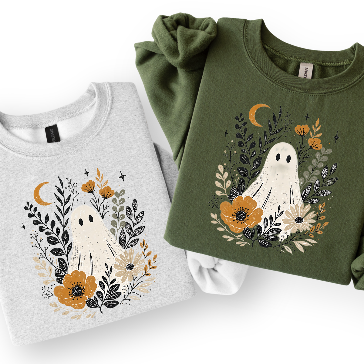 Vintage Floral Ghost Crewneck | Cozy Fall Halloween Sweatshirt | Boho Spooky Season Pullover | Unisex Halloween Crewneck