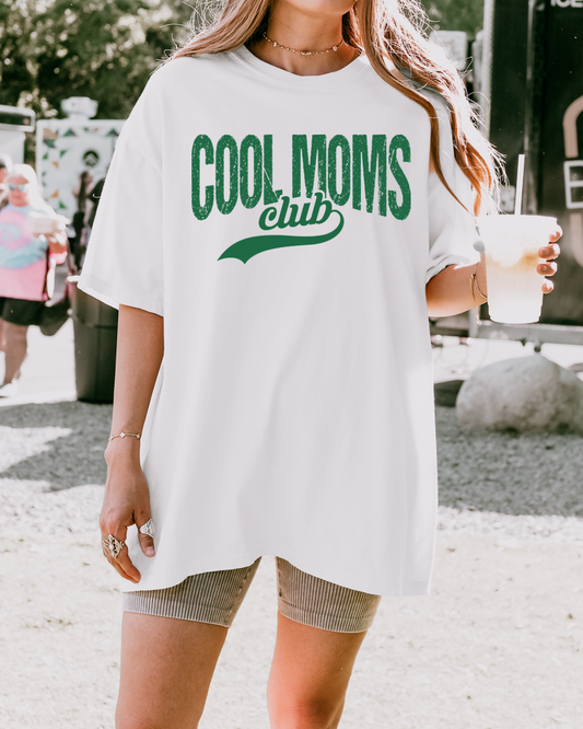 Cool Moms Club Graphic Tee | Trendy Oversized Mom Shirt | Cute Mother’s Day Gift | Vintage Varsity Style Shirt | Comfort Colors Tee