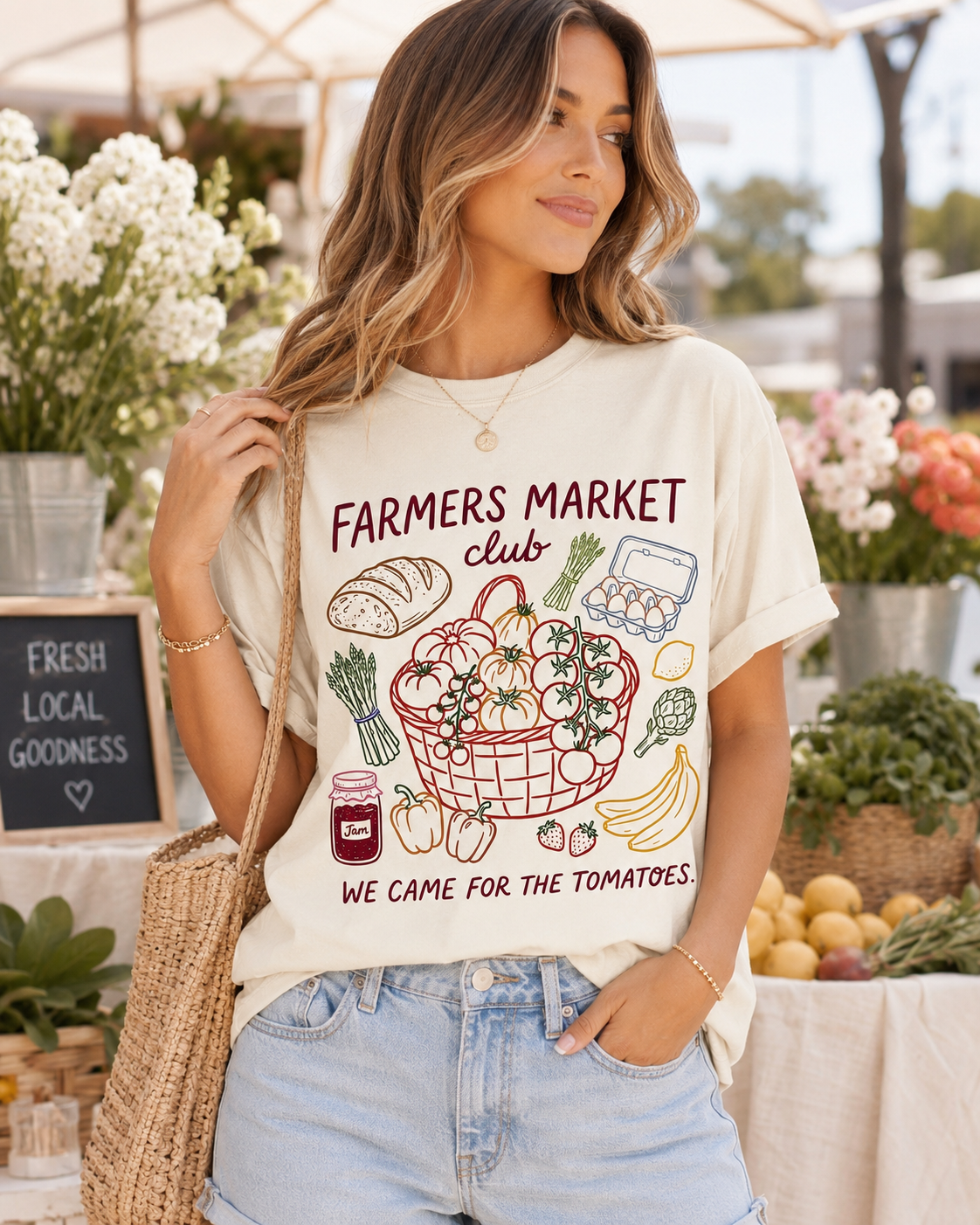Farmers Market Club Graphic Tee | We Came for the Tomatoes Shirt