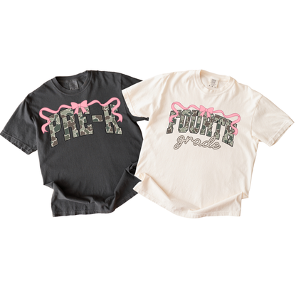 Custom Camo Grade Shirt | Any Grade Level | Back-to-School Tee