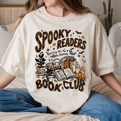 Spooky Readers Book Club Halloween Tee | Cozy Book Lover Fall Graphic T-Shirt