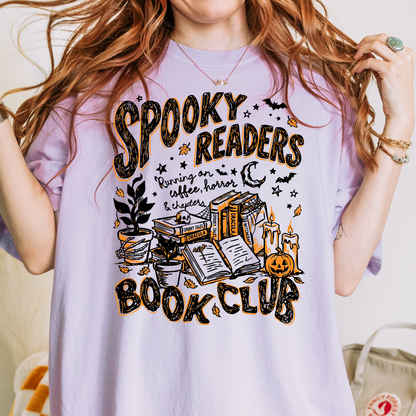 Spooky Readers Book Club Halloween Tee | Cozy Book Lover Fall Graphic T-Shirt