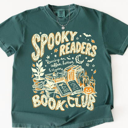 Spooky Readers Book Club Halloween Tee | Cozy Book Lover Fall Graphic T-Shirt