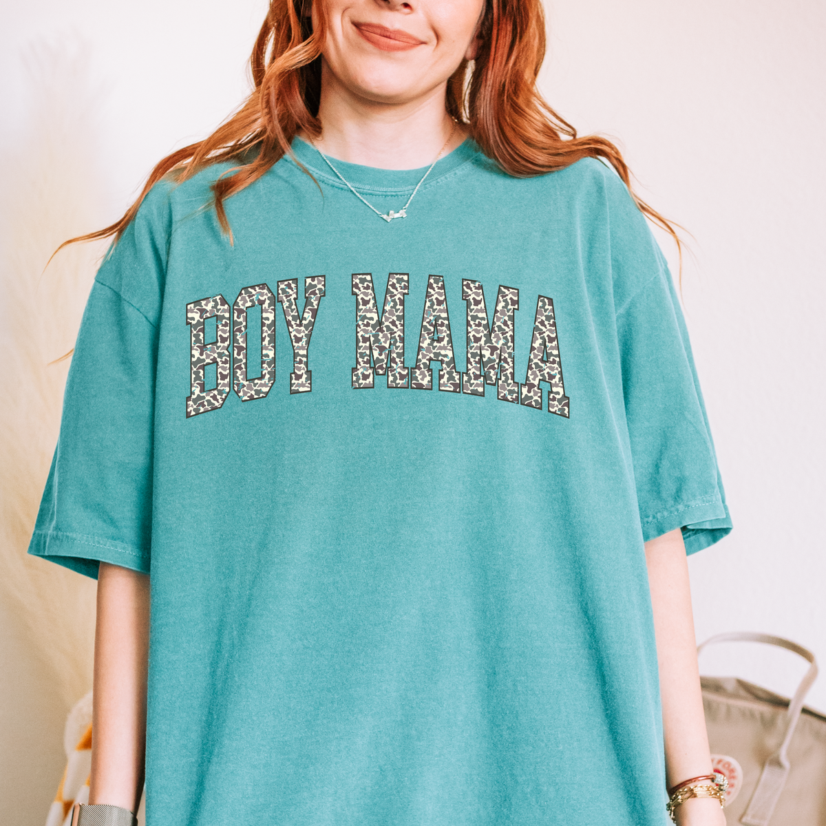 Boy Mama Camo Print Graphic Tee | Trendy Mom Shirt