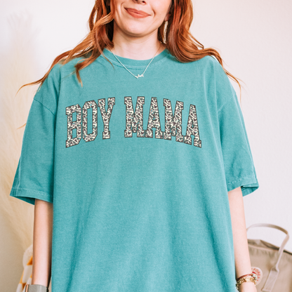 Boy Mama Camo Print Graphic Tee | Trendy Mom Shirt