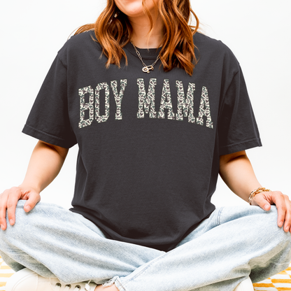 Boy Mama Camo Print Graphic Tee | Trendy Mom Shirt