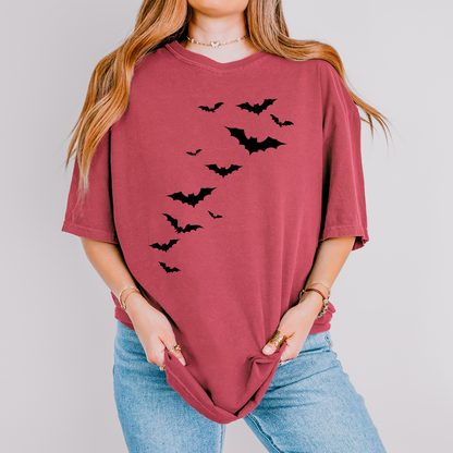 Flying Bats Halloween Graphic Tee | Spooky Minimalist Unisex T-Shirt