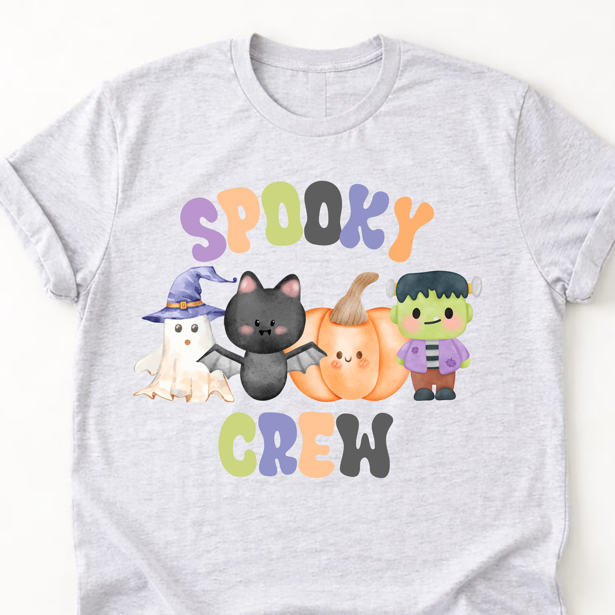 Spooky Crew Kids Halloween Shirt | Cute Ghost, Bat, Pumpkin & Frankenstein Youth Tee