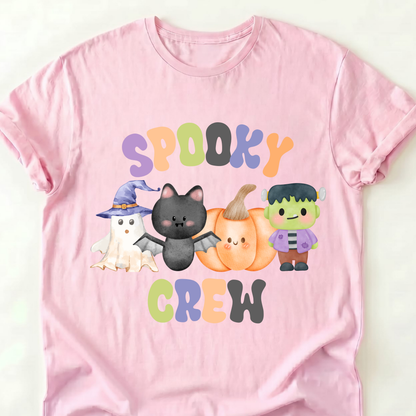 Spooky Crew Kids Halloween Shirt | Cute Ghost, Bat, Pumpkin & Frankenstein Youth Tee