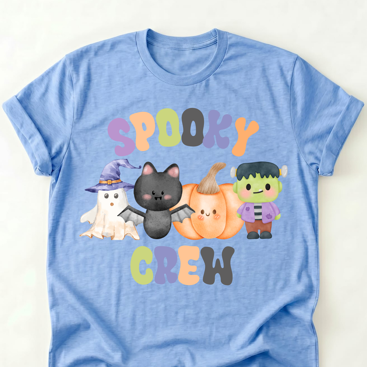 Spooky Crew Kids Halloween Shirt | Cute Ghost, Bat, Pumpkin & Frankenstein Youth Tee