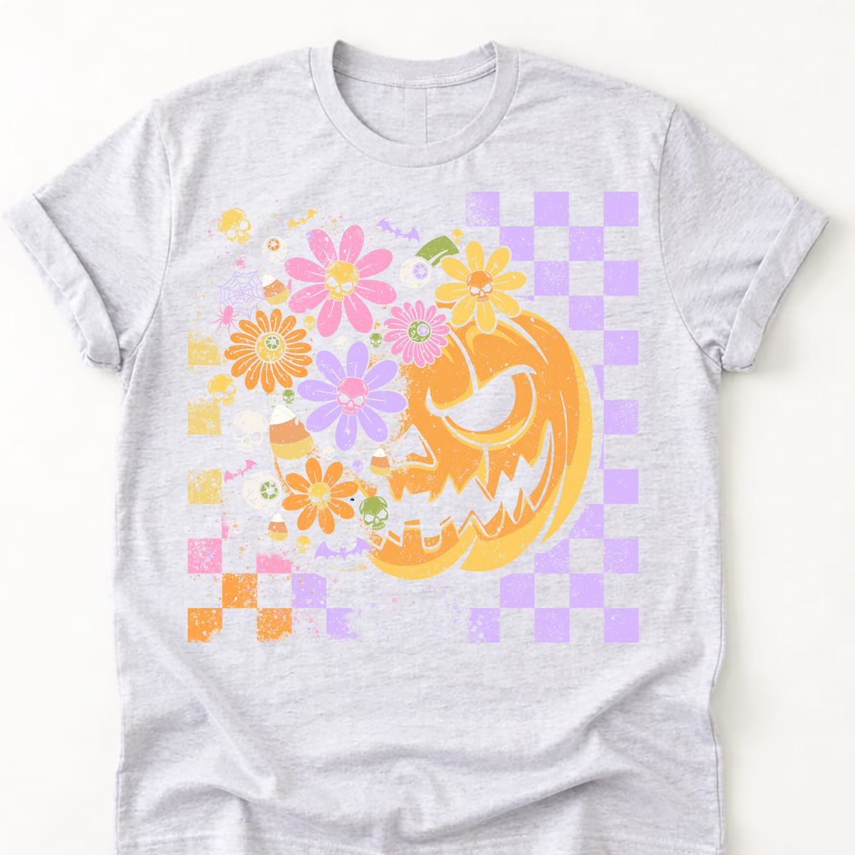🎃 Groovy Pumpkin Floral Kids Halloween Tee