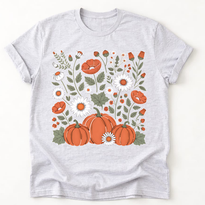Pumpkin & Wildflower Kids Fall Shirt | Girls Autumn Floral Pumpkin Tee | Cute Pumpkin Patch Shirt