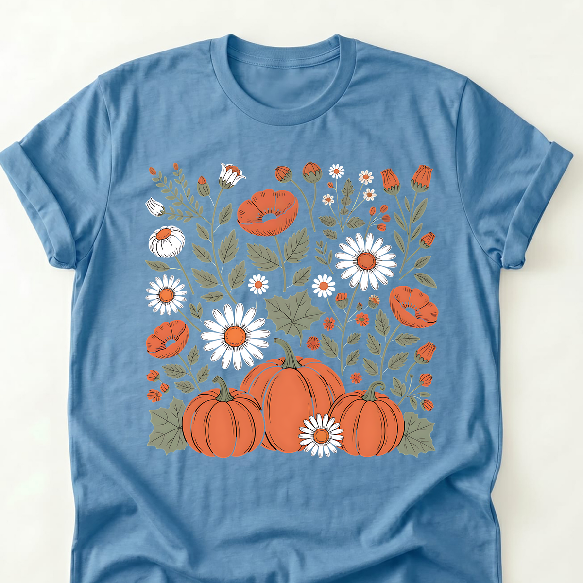 Pumpkin & Wildflower Kids Fall Shirt | Girls Autumn Floral Pumpkin Tee | Cute Pumpkin Patch Shirt