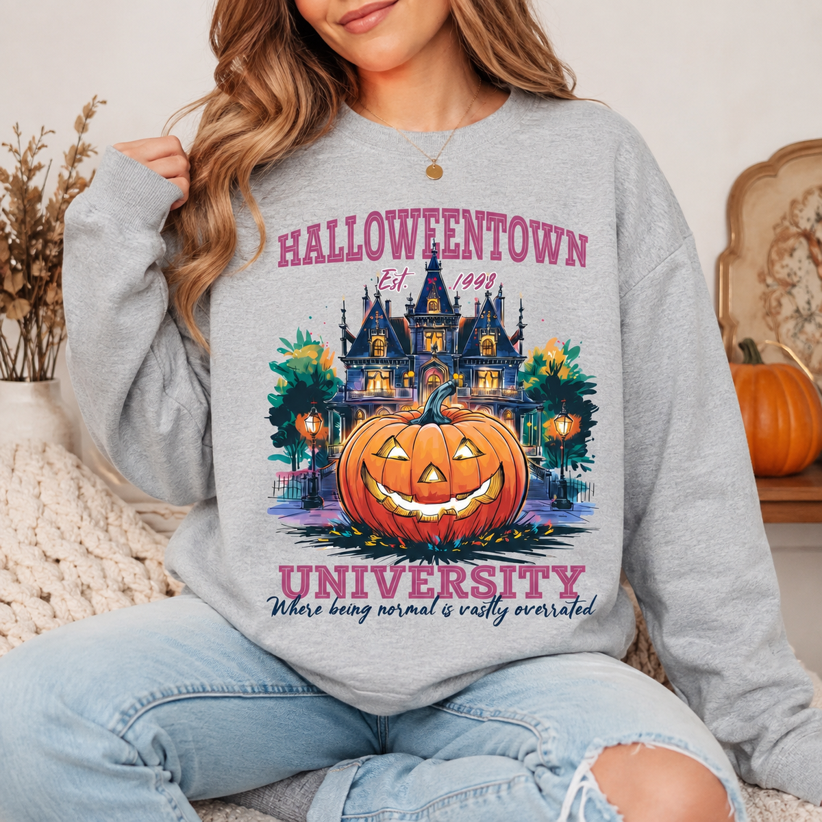 Halloweentown University Crewneck | Halloween Movie Inspired Sweatshirt | Spooky Fall Graphic Pullover | Unisex Halloween Crewneck
