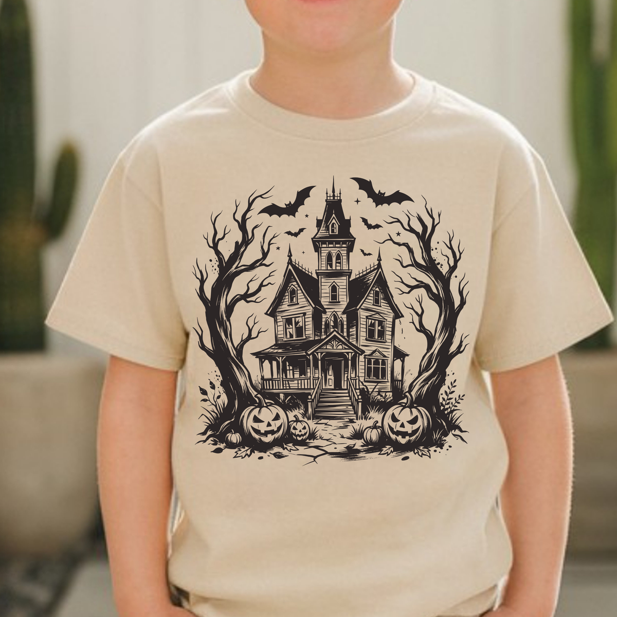 Kids Haunted House Halloween T-Shirt | Spooky Youth Tee