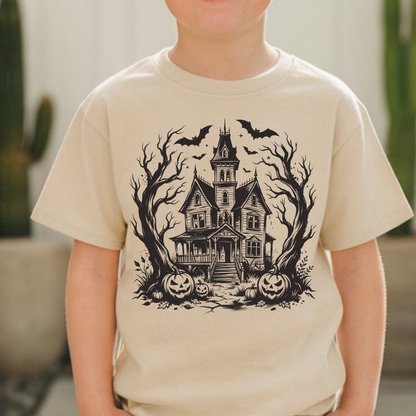 Kids Haunted House Halloween T-Shirt | Spooky Youth Tee