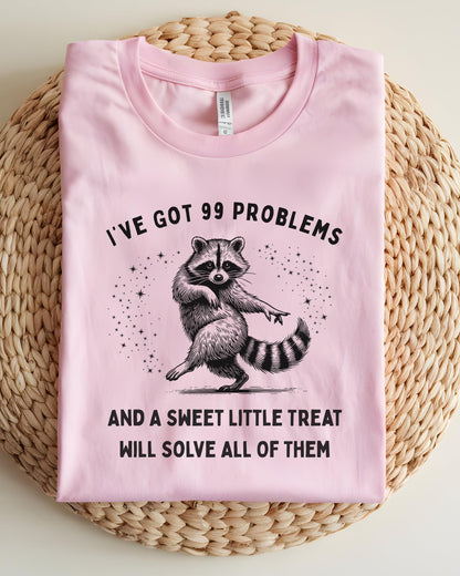 Funny Raccoon Graphic Tee | 99 Problems, Snack Lover Shirt