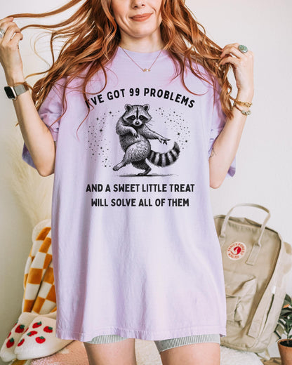 Funny Raccoon Graphic Tee | 99 Problems, Snack Lover Shirt