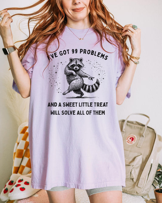 Funny Raccoon Graphic Tee | 99 Problems, Snack Lover Shirt