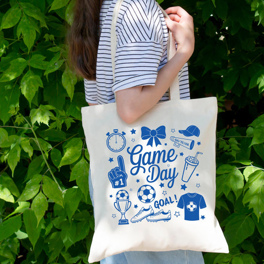 Game Day Canvas Tote Bag, Sports Mom Stadium Bag, Soccer Fan Essentials