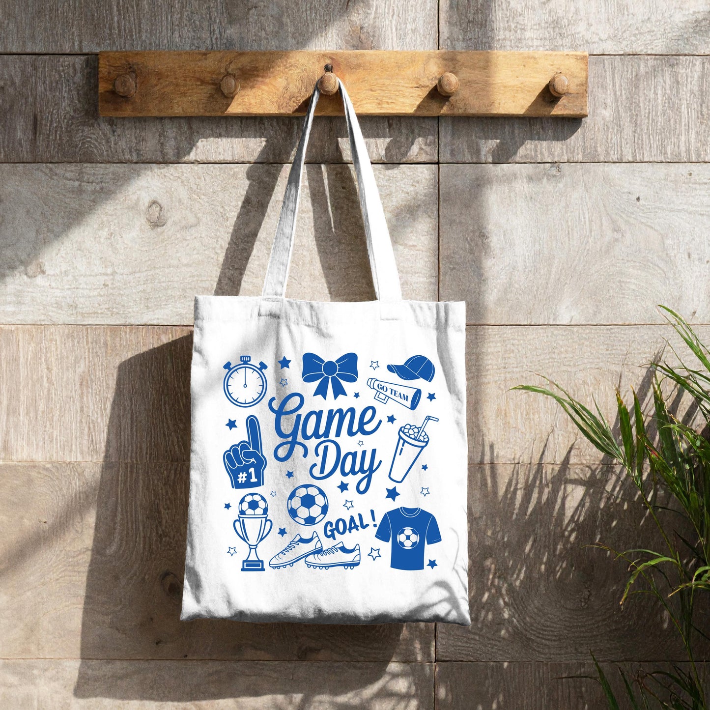 Game Day Canvas Tote Bag, Sports Mom Stadium Bag, Soccer Fan Essentials