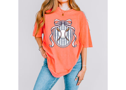 Vintage Baseball Bow Shirt, Coquette Baseball Tee, Patriotic Baseball Shirt, Baseball Mom Shirt, Softball Tee, Game Day Shirt, Gift for Her