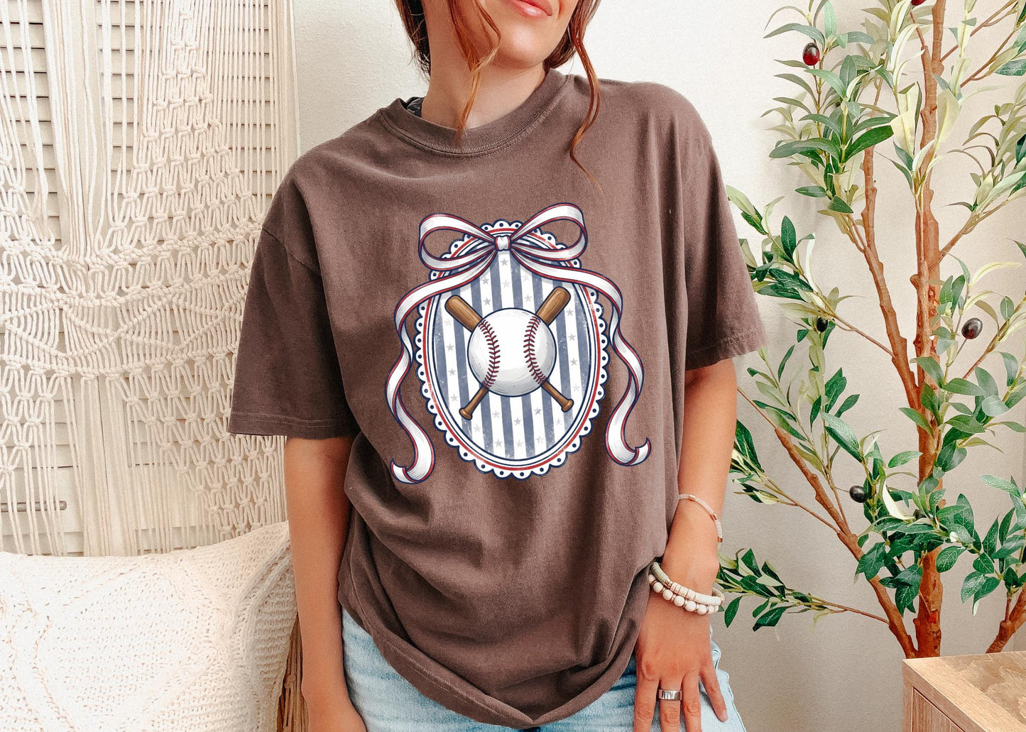 Vintage Baseball Bow Shirt, Coquette Baseball Tee, Patriotic Baseball Shirt, Baseball Mom Shirt, Softball Tee, Game Day Shirt, Gift for Her