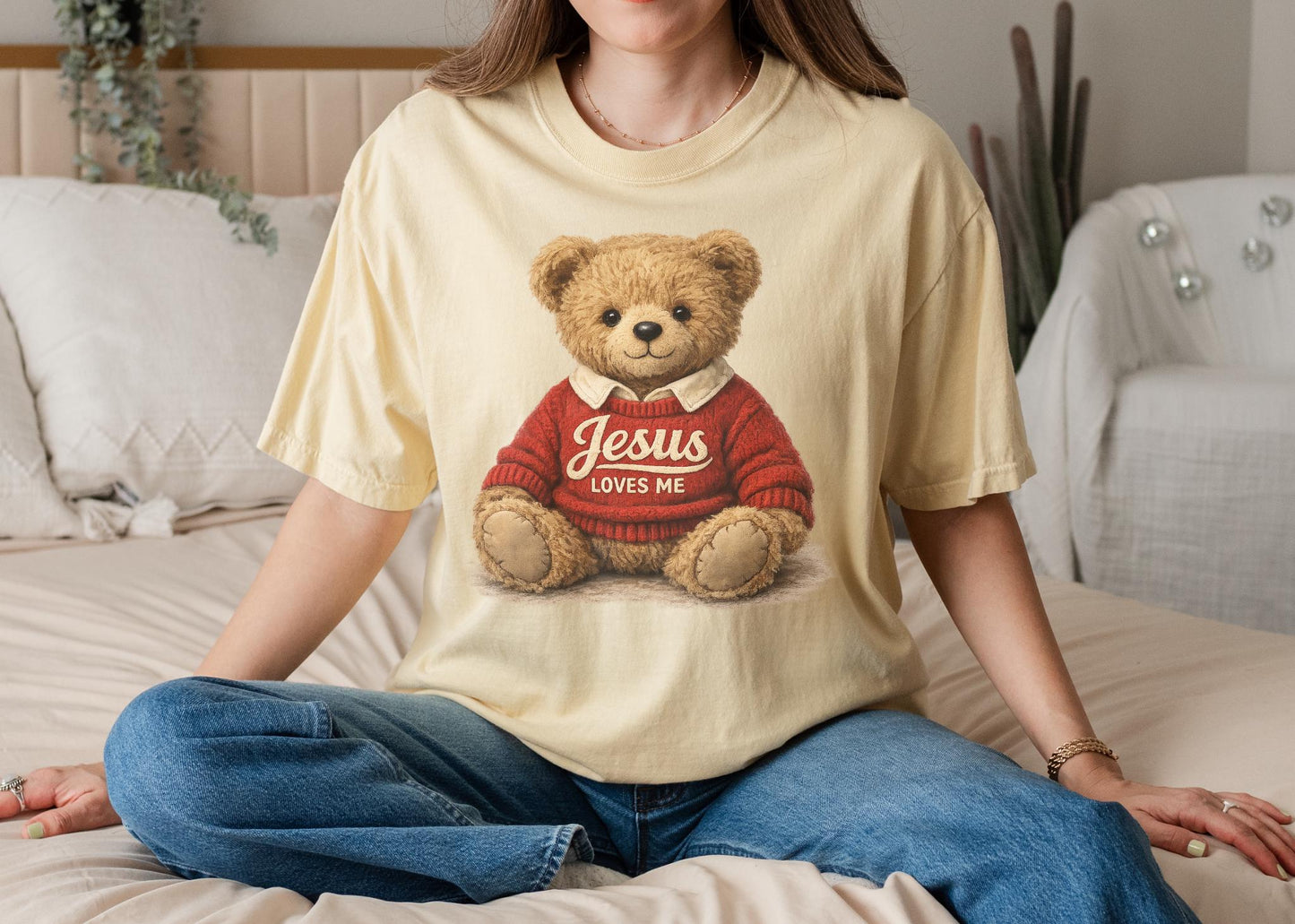 Jesus Loves Me Teddy Bear Shirt | Vintage Christian Graphic Tee