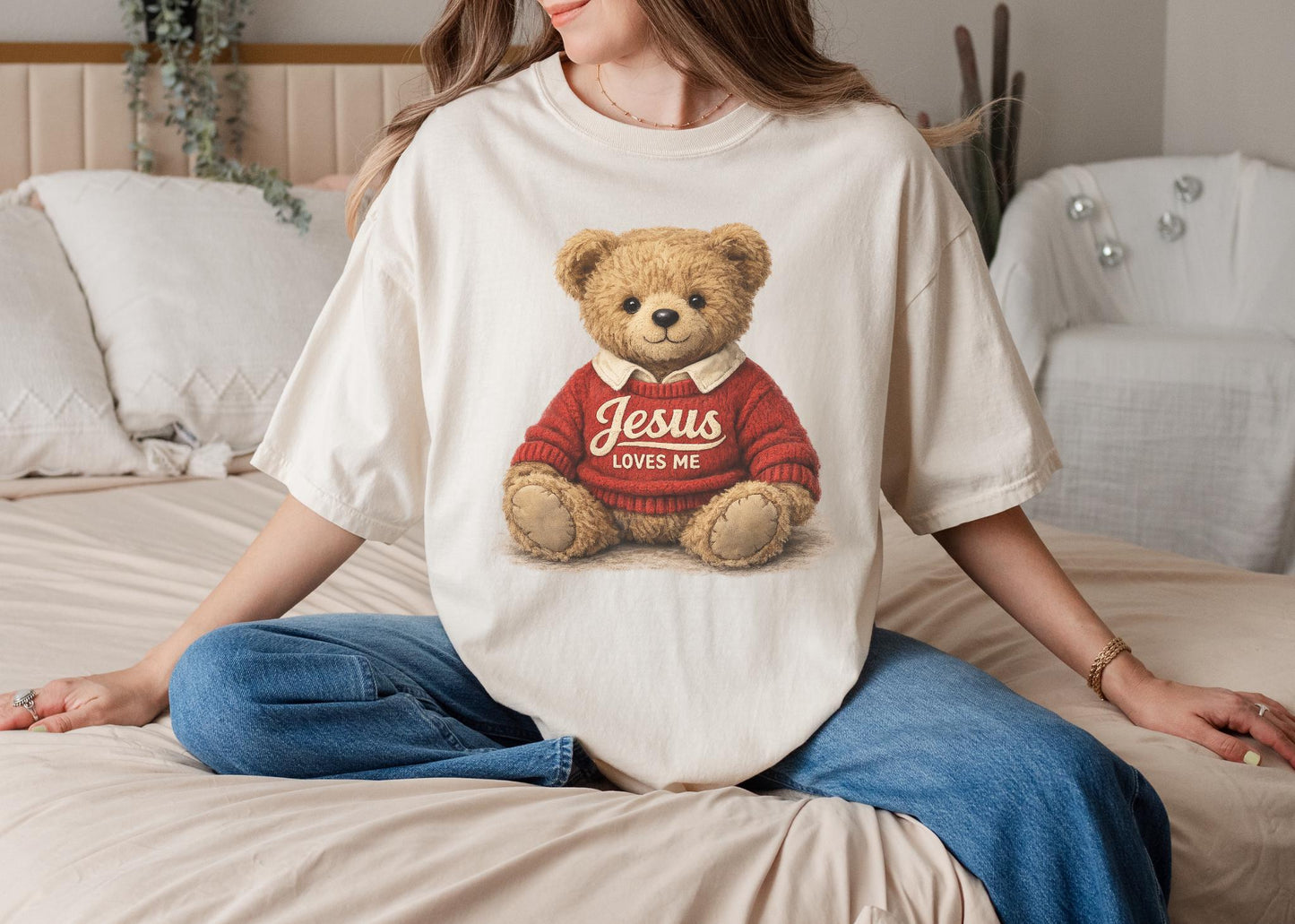 Jesus Loves Me Teddy Bear Shirt | Vintage Christian Graphic Tee