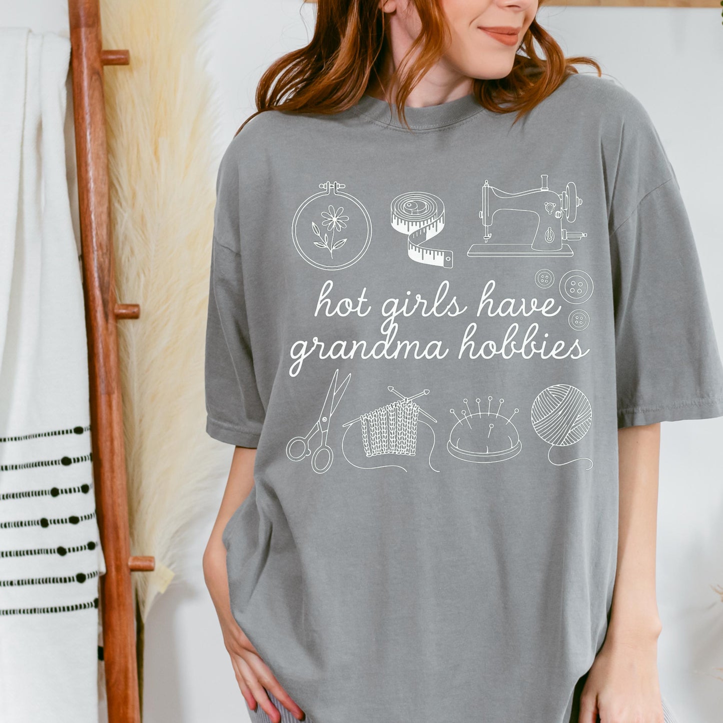 Hot Girls Have Grandma Hobbies Shirt, Sewing Shirt, Crochet Graphic Tee, Knitting Shirt, Embroidery Lover Gift, Crafty Girl Vintage Tee