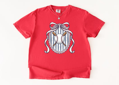 Vintage Baseball Bow Shirt, Coquette Baseball Tee, Patriotic Baseball Shirt, Baseball Mom Shirt, Softball Tee, Game Day Shirt, Gift for Her